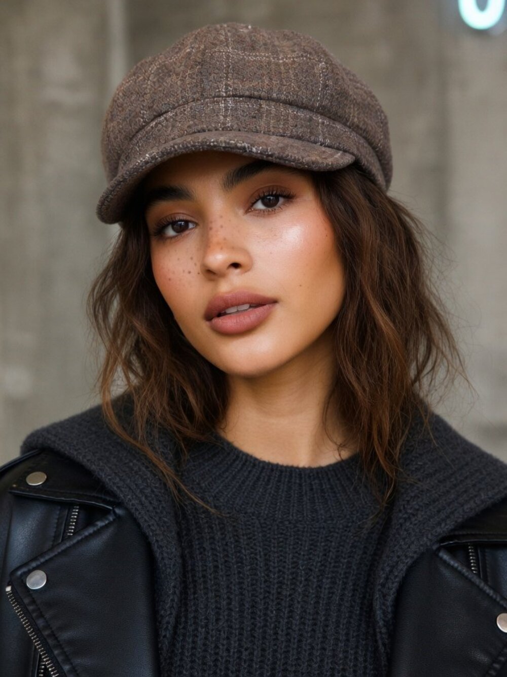 Baker Boy Tweed Cap Khaki Plaid Tan New Brown Checkered Hat New - Picture 6 of 6